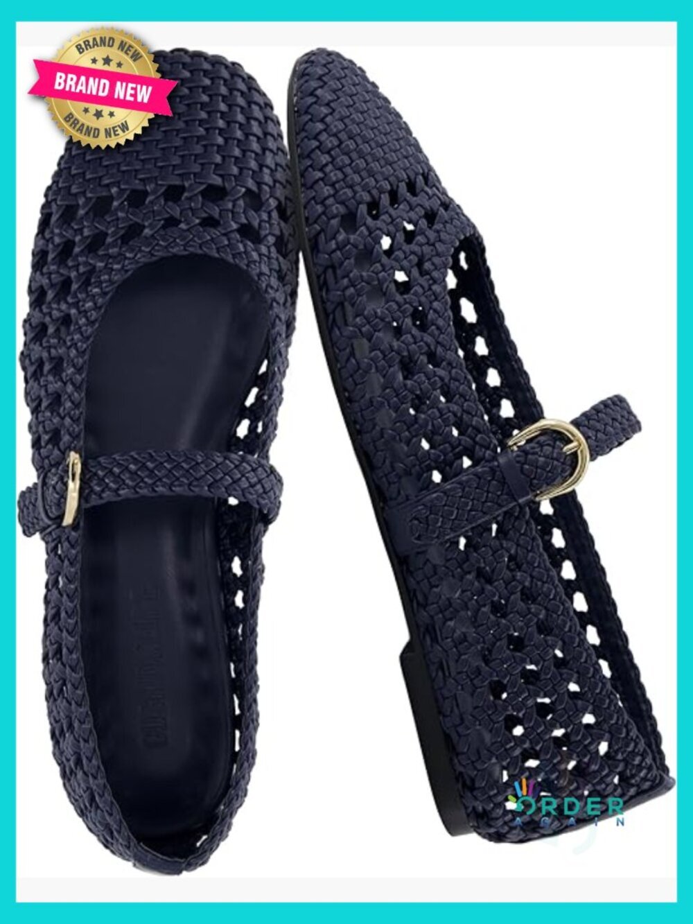 Woven Mary Jane Ballet Flats Cushioned Footbed Adjustable Strap Round Toe